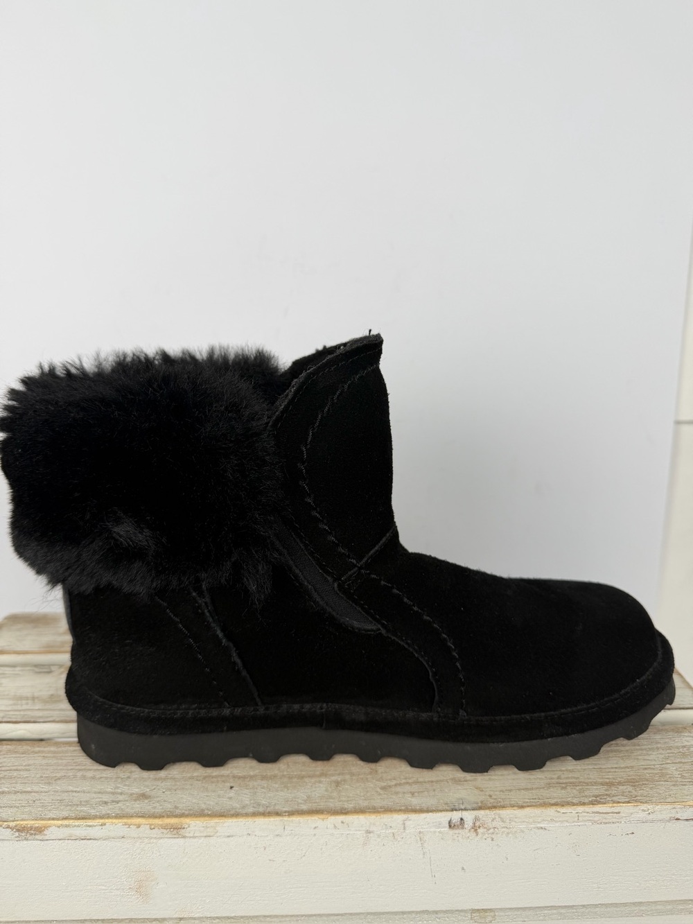 Bearpaw black Koko boot plush shearling collar wool and suede size 7 - Picture 6 of 14